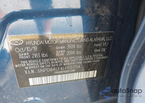 2020 Hyundai Elantra Value Edition from USA, damaged, VIN 5NPD84LF4LH551704